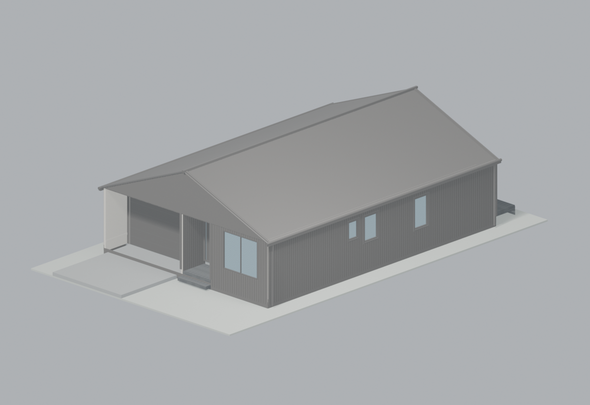 Exterior of the Hamilton 1.5 with a gabled roof, garage, and recessed front entry